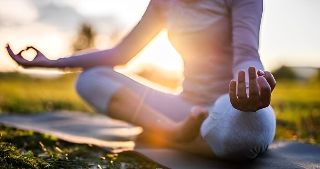 woman in yoga position