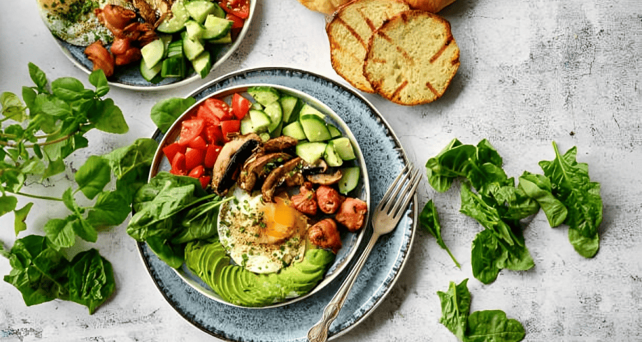Cooked protein-rich meal with lean meat, vegetables, and grains on a plate